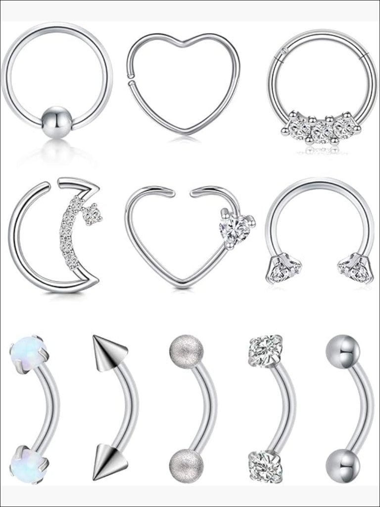 Surgical Steel 16g Curved Barbell Piercing Jewelry Set For Women
